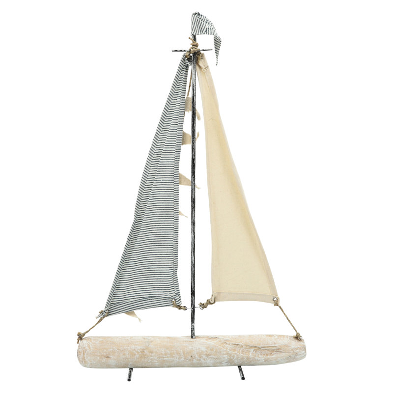 Longshore Tides 25" Iron Sailboat with Cloth Sails Home Decor